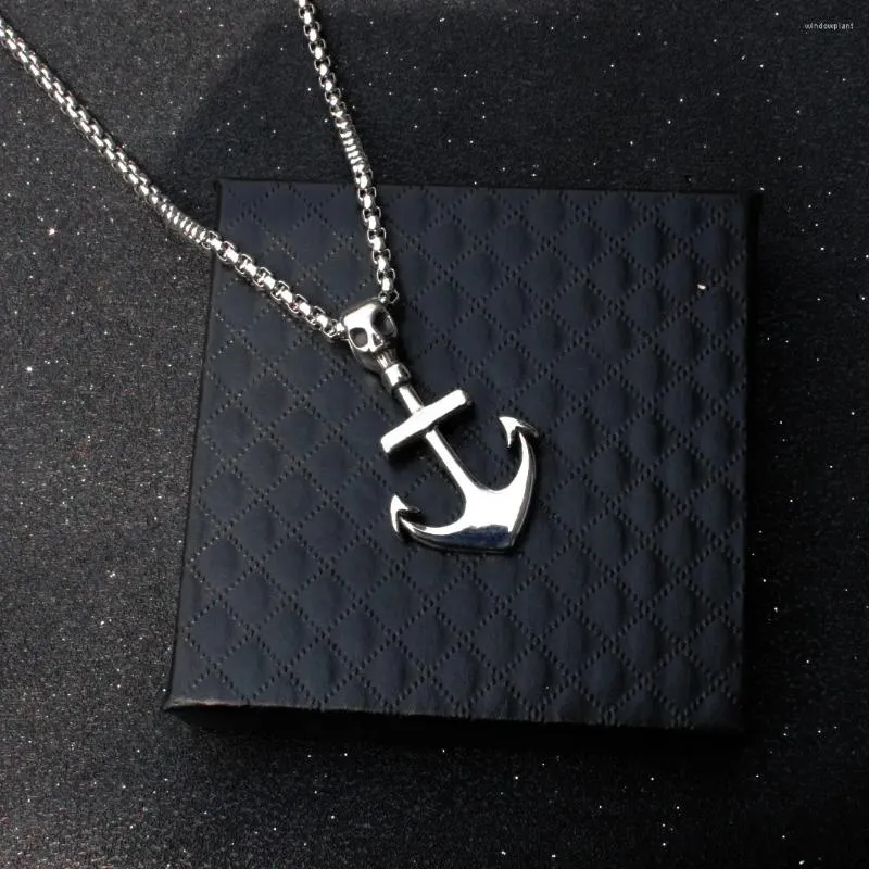 Chaînes Pirate Ship Anchor Cross Collier associé à un pendentif en titane en acier inoxydable pour hommes et femmes