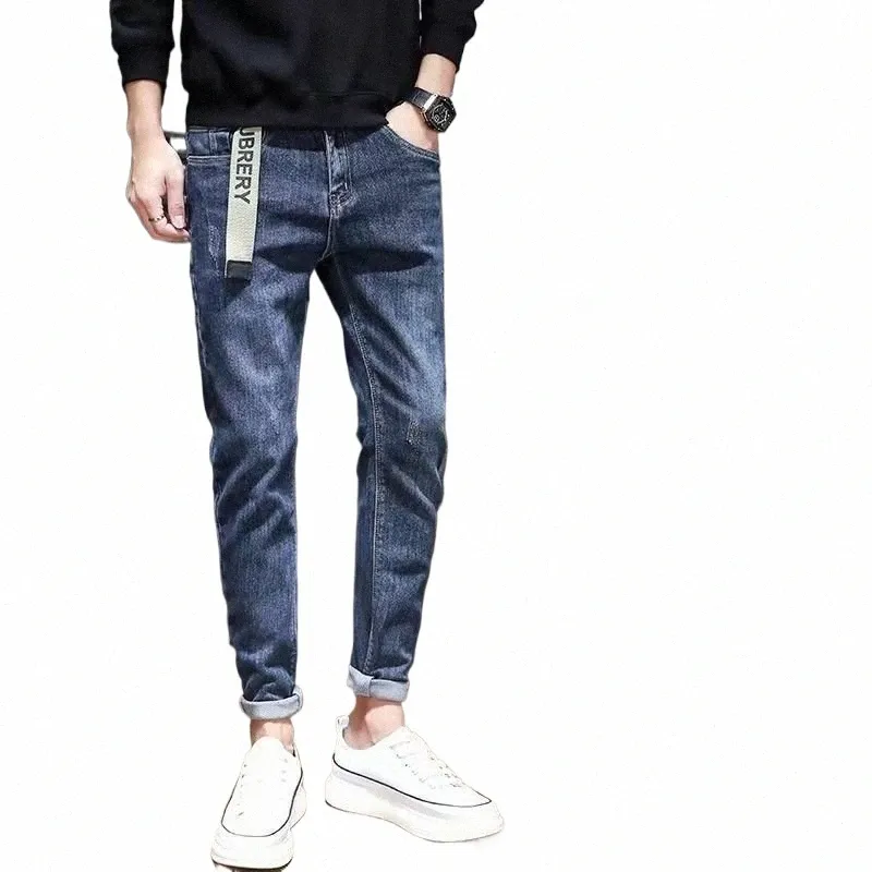 nuovi jeans cargo da uomo affidabili e comodi pantaloni casual ricamo cowboy abbigliamento di lusso streetwear blu boyfriend jeans V0YK #