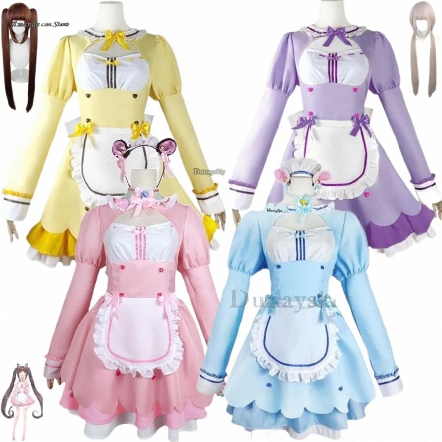 Anime Game Nekopara Chocola Vanille Cosplay Kostuum Pruik Meid Dr. Lolita Dienaar Rok Vrouw Sexy Kawaii Verjaardagsfeestje Pak 68BK #