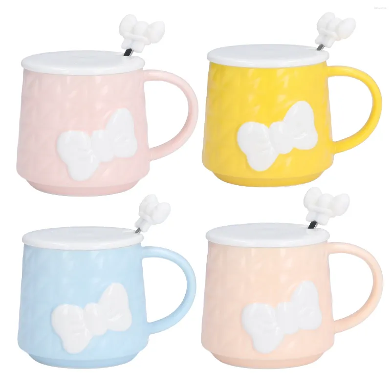 Tasses tasses tasse de café facile à époque époustouflante mignonne tasse en céramique poignée confortable 400 ml avec couvercle cuillère en acier inoxydable pour cadeaux d'amis à la maison