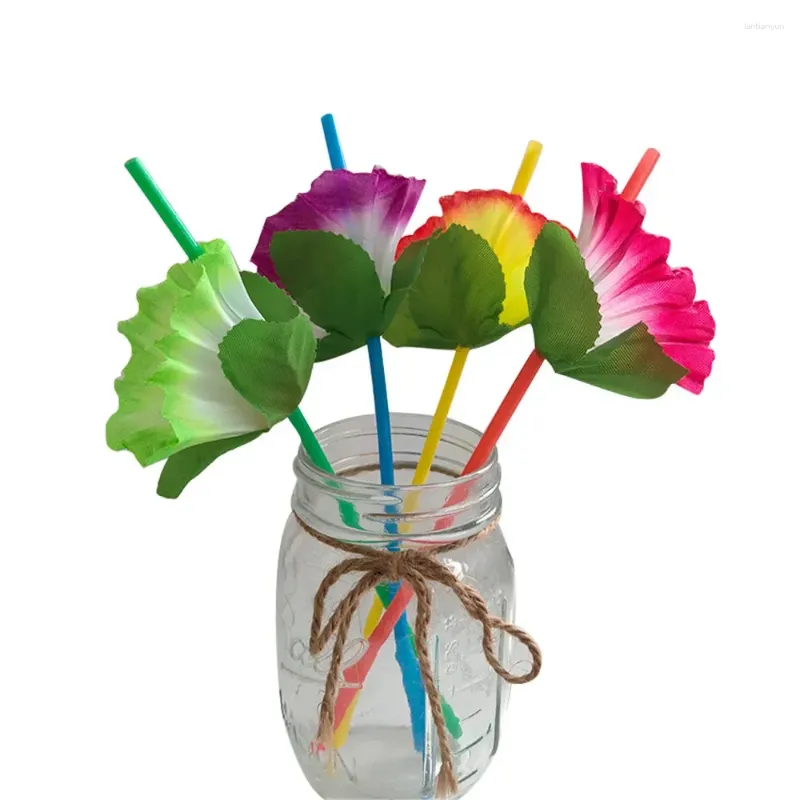 Drinking Straws 20Pcs Flower Flexible Bendable Decorative Disposable Party Table Decor For Wedding Birthday