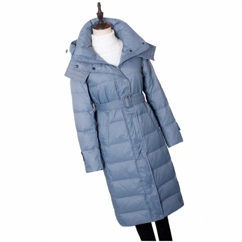 Sanishroly New Winter Women Hooded Puffer Coat Casual Warm Thicken White Duck Down Jacka Parka Kvinnlig LG Outwears Tops SE1061 N0SS#