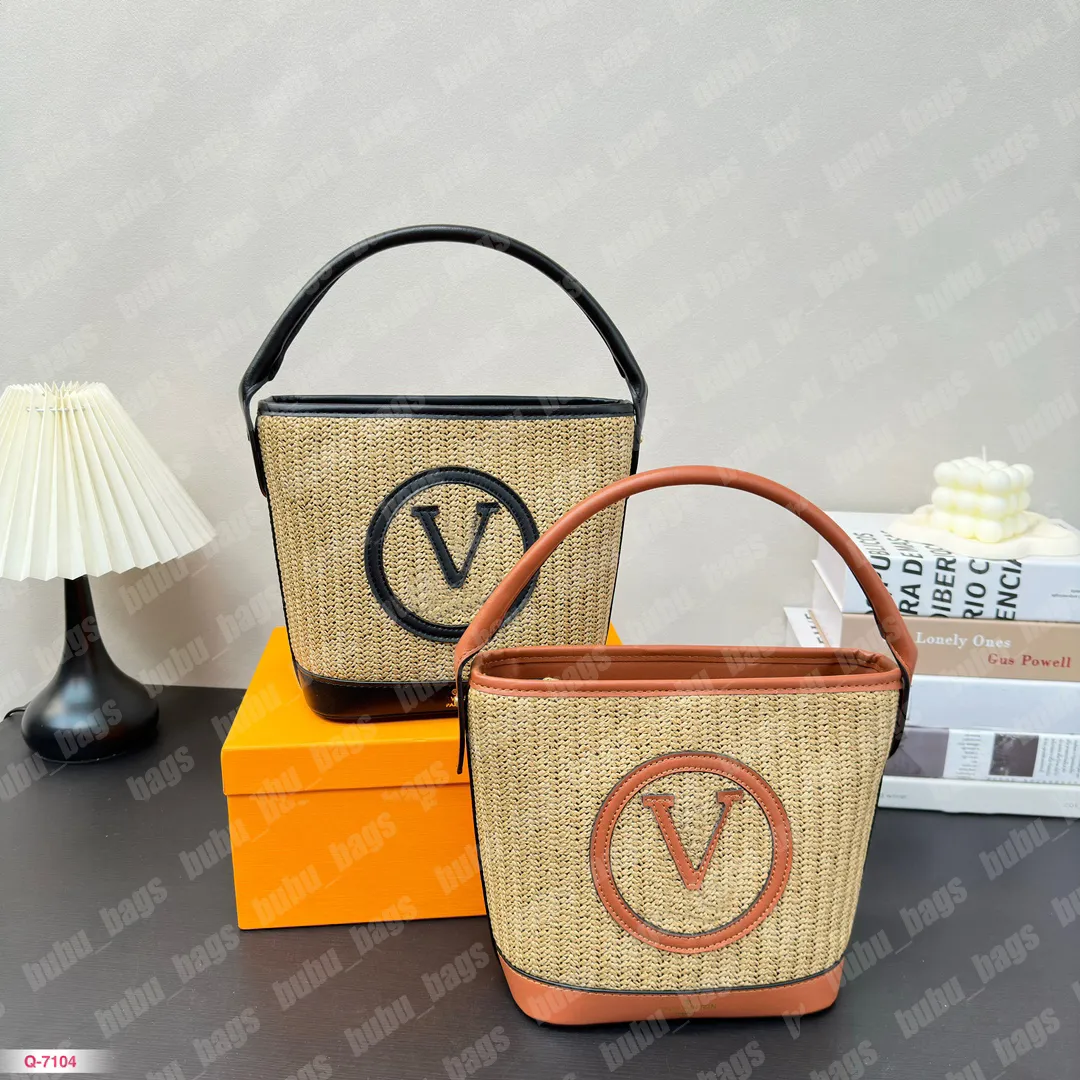 Bolsos de cubo de paja de velocidad de moda Bolsos casuales Diseñador Mini Totes Bolsos de compras de lujo para mujer Bolso de playa de verano para mujer Bolso de mensajero unisex