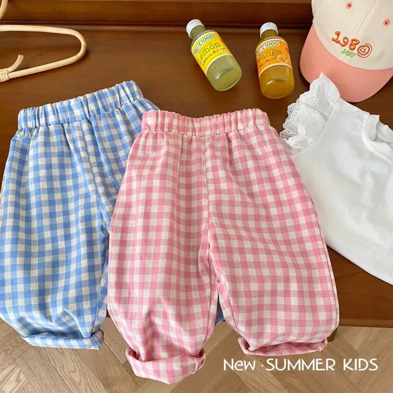 Broeken Geruite casual kinderbroek voor zomerjongens en meisjes Modieuze baby-minimalistische kinderkleding