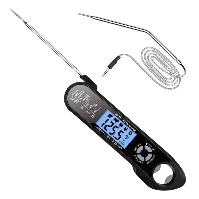 Gauges Foldable Food Thermometer Dual Probe Digital BBQ Kitchen Meat Kitchen Thermometer Liquid Water Oil Temperature Gauge Tools
