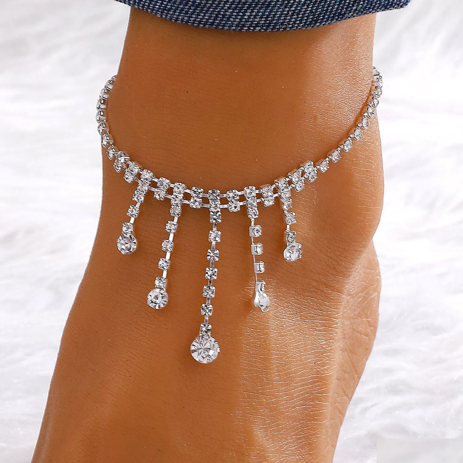 Tornozeleiras Novo Pé Jóias Sier Anklet Link Chain para Mulheres Menina Pulseiras Moda Atacado Drop Delivery Dhvon Otfnf