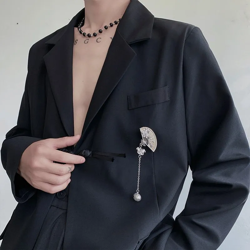 Korean Streetwear Blazer: Mens Chinese Style Suit Jacket