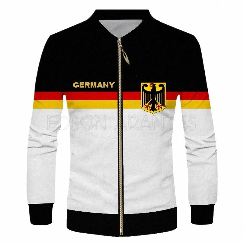 mens Varsity Baseball Uniform Jacket Germany Flag Print Hip Hop Party Club Bomber Jacket Custom Unisex Sport Jersey Coats S-7XL k77d#