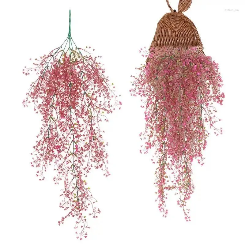 장식용 꽃 인공 식물 해군 거실 벽 장식 실내 시뮬레이션 장식 가짜 꽃 지팡이 매달린 바구니