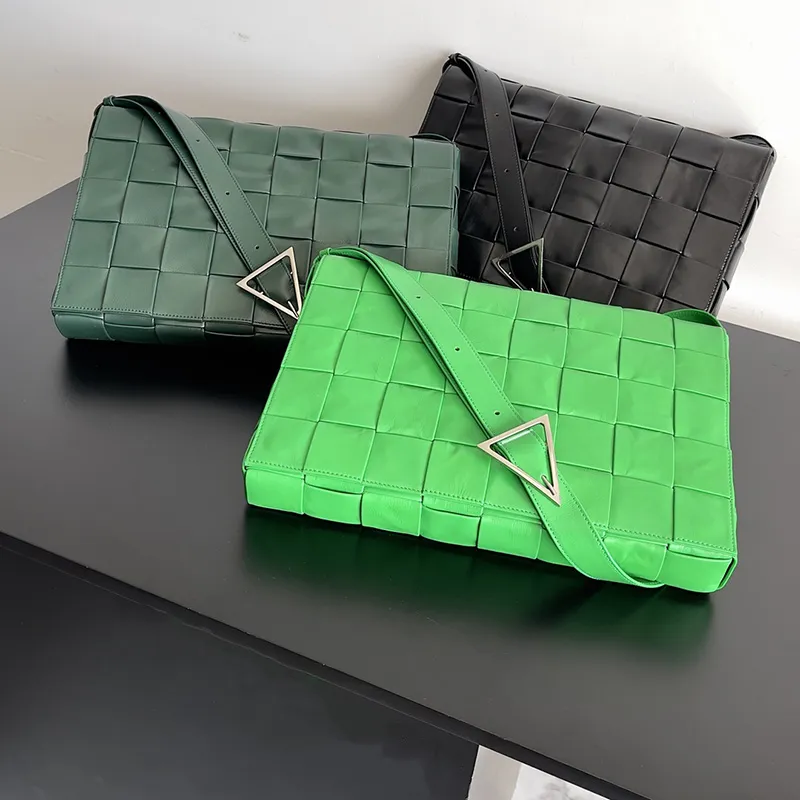 Luxe Femmes Cassette Flap Sac Miroir Qualité Designer Sacs À Bandoulière Noir Vert Intrecciato Veau Argent Matériel Lady Grand Sac À Main Bourse