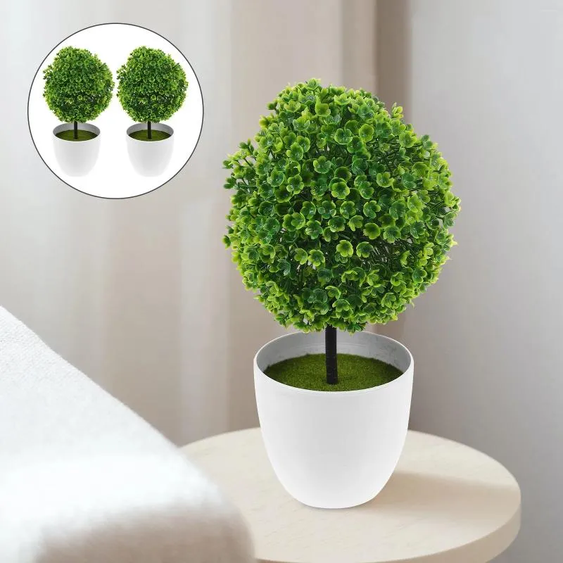 Decoratieve bloemen 2 stuks Kunstplanten Bal Gesimuleerde Plant Bonsai Plastic Bloem Voor Decoratie (Groen)