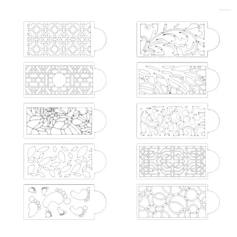 Формы для выпечки, 10 шт., формы для торта, помадка для печенья, украшение десерта, шаблоны для рисования, печать, полые кружевные кухонные формы