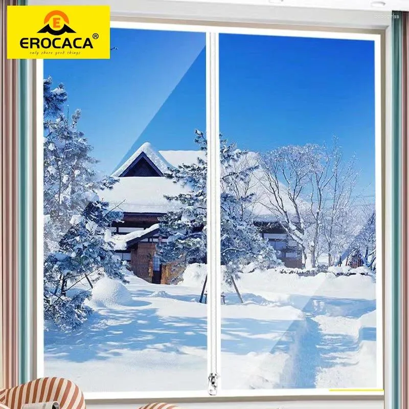 Autocollants de fenêtre EROCACA Film chaud en hiver Isolation thermique Auto-adhésif Mucosa Protecteur Verre souple transparent pour