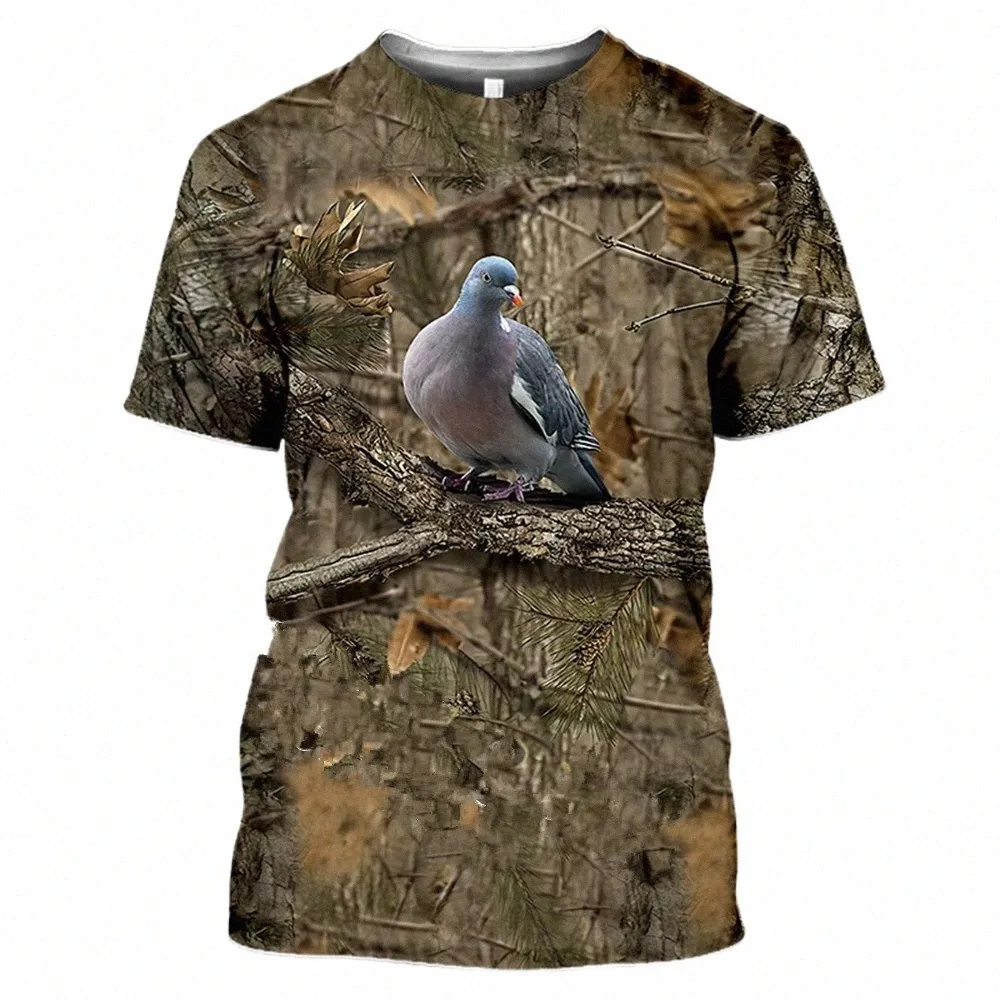 여름 캐주얼 남자 티셔츠 카모 사냥 동물 토끼, 비둘기 3D 티셔츠 피어 스트리트 여자 풀 오버 쇼트 슬리브 티셔츠 t w17U#