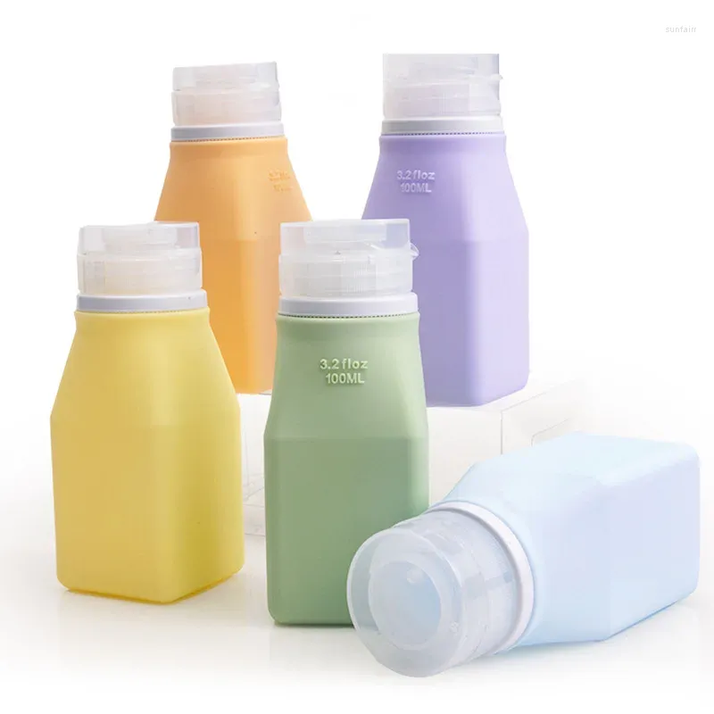 Storage Bottles 100ML Silicone Travel Refillable Bottle Makeup Dispensing Container Empty Shower Gel Essence Shampoo Jars