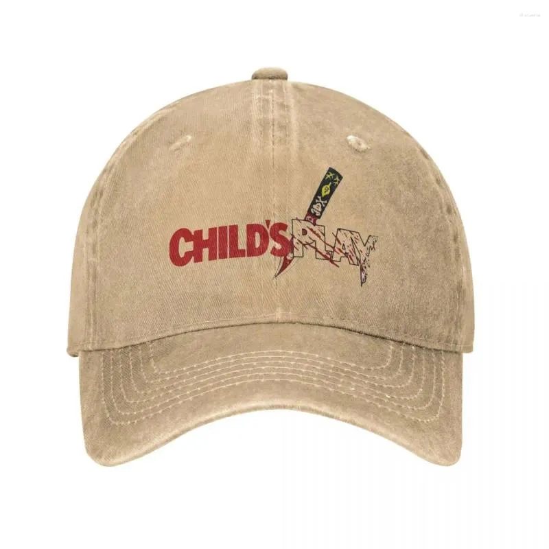 Boll Caps Child's Play 1988 Bloody Men Kvinnor Baseball Chucky Doll Distressed Denim Washed Hats Cap Classic Workouts Snapback Hat