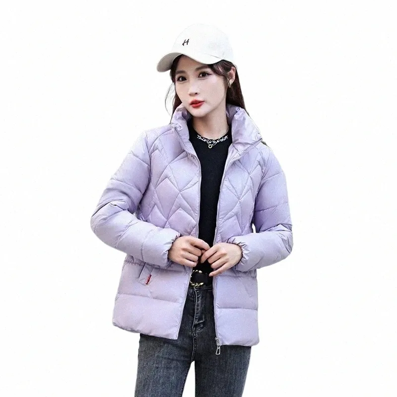 Nouveau 2022 Veste d'hiver Femme coréenne Lâche Brillant Down Cott Vestes Femme Épaissir Court Casual Parka Pardessus Vêtements d'extérieur Lady x2jM #