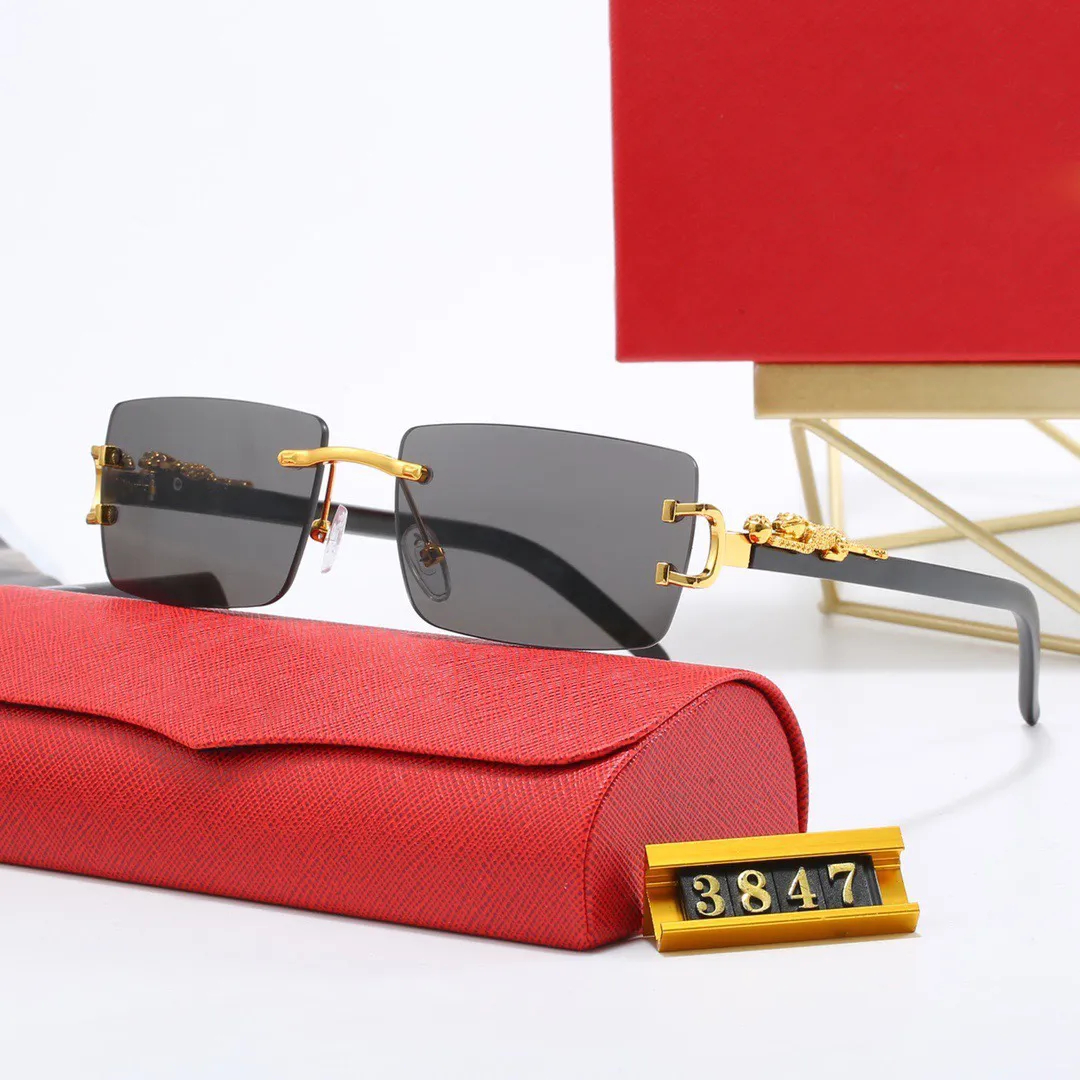 Retro-Designer-Sonnenbrille für Damen, Herren-Sonnenbrille, Outdoor-Sonnenbrille, Leopardenmuster, rechteckiger Metallrahmen, 5 Brillenoptionen