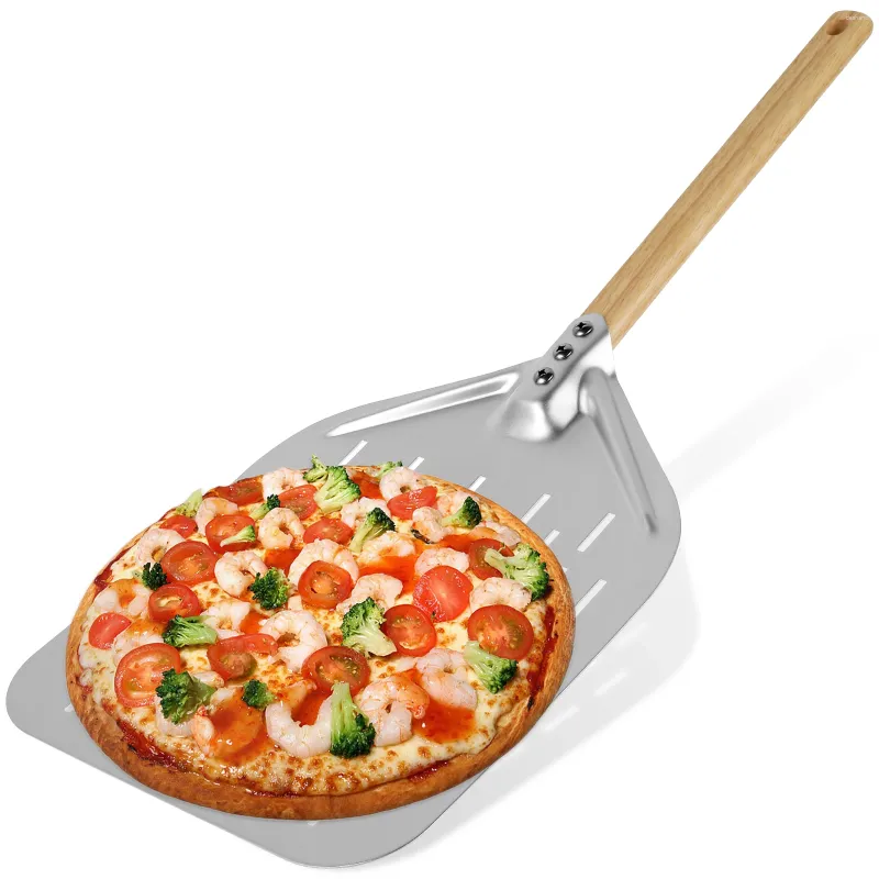 Outils de cuisson pelle à Pizza en alliage d'aluminium de 12 pouces avec poignée pelles perforées antiadhésives accessoires de cuisine