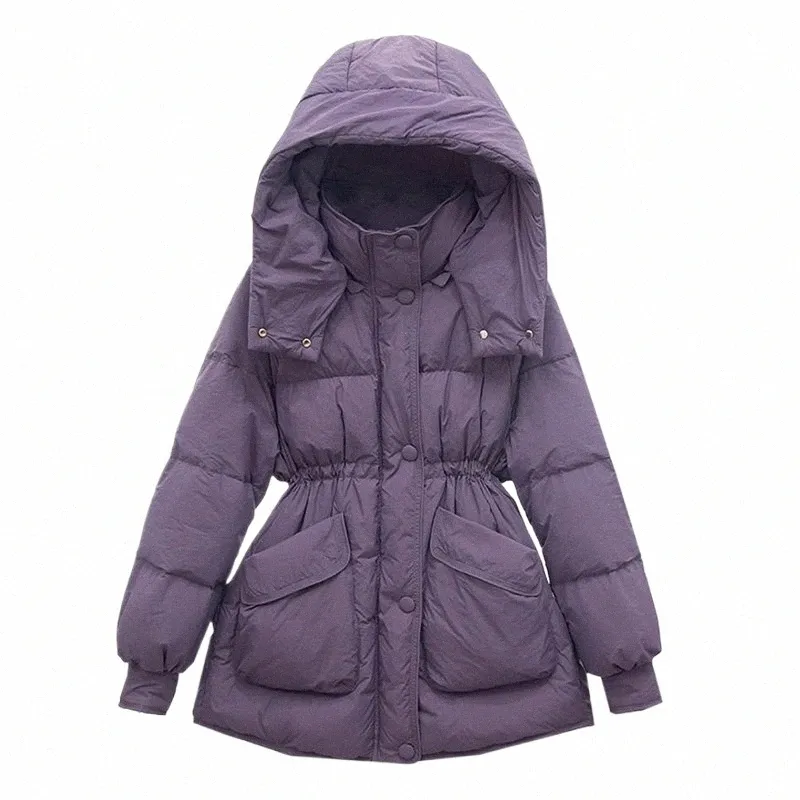 Femmes Vestes d'hiver 2023 Nouveau Automne Hiver À Capuchon Coupe-Vent Manteaux Couleur Unie Lg Manches Parkas z3pb #