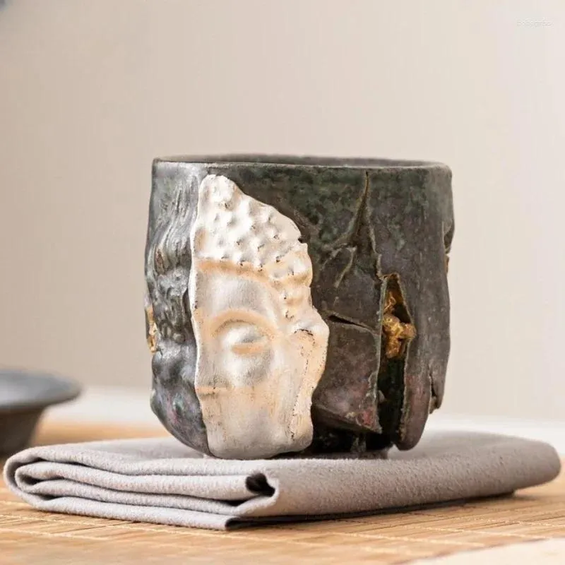 Tassen Untertassen Dunhuang Gold- und Silberfarbener Tee Chinesische handgemachte Retro-Keramik-Meistertasse Einzelset