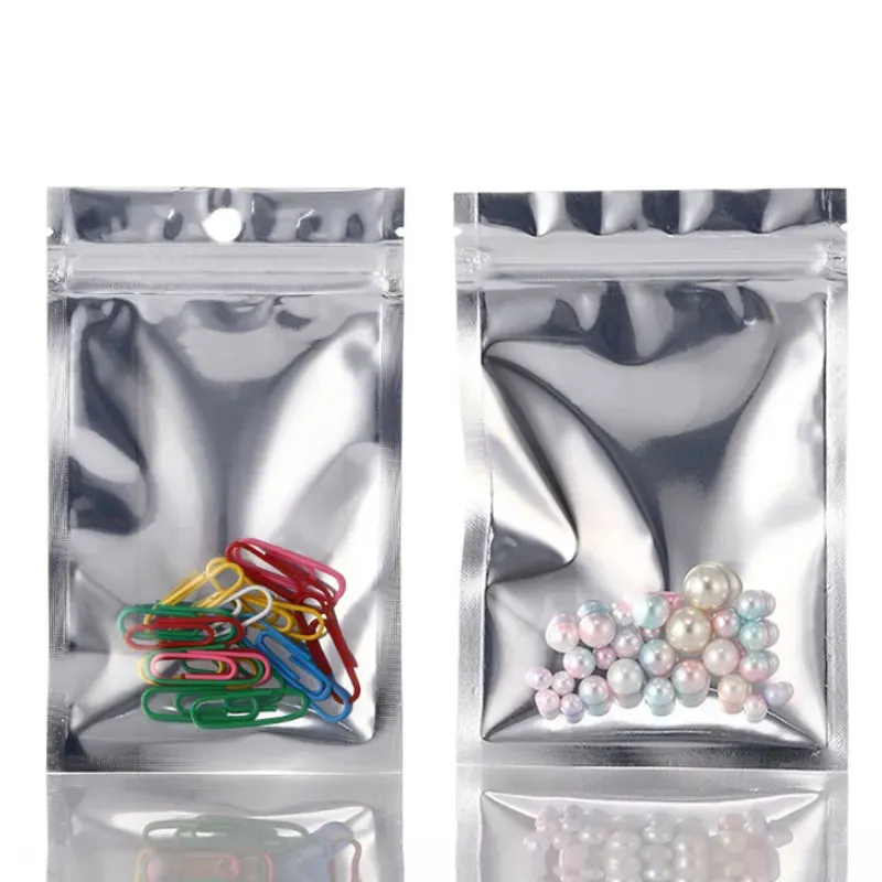 Food Smell Proof Mylar Bags Resealable Zip Bags Aluminum Foil Holographic Packaging Pouch Bag With Clear Window