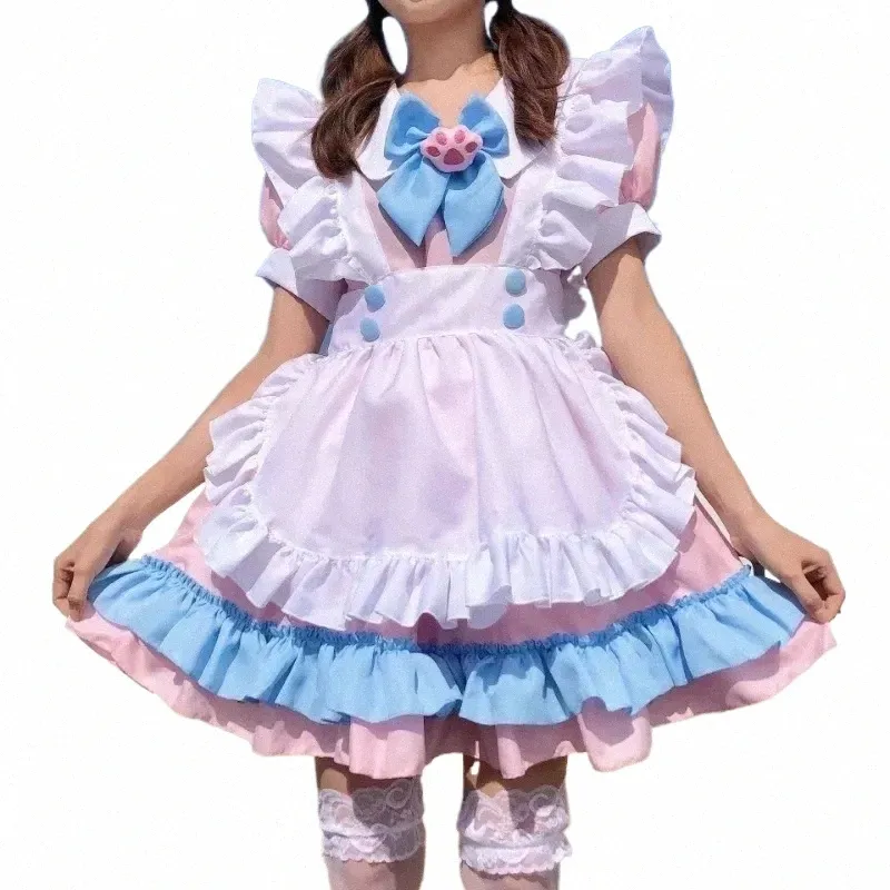 nouveau Mignon Rose Doux Fille Maid Dr Pure Maid Uniforme Ensemble Jeu de Rôle Jeu de Rôle Japonais 18zm #