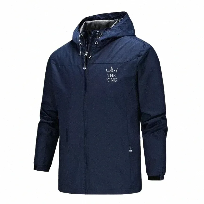 men's Jacket Fi Printed Casual Windbreaker Hooded Zipper Pocket Spring Autumn Lightweight Outerwear Male Coat 5XL J5P6#