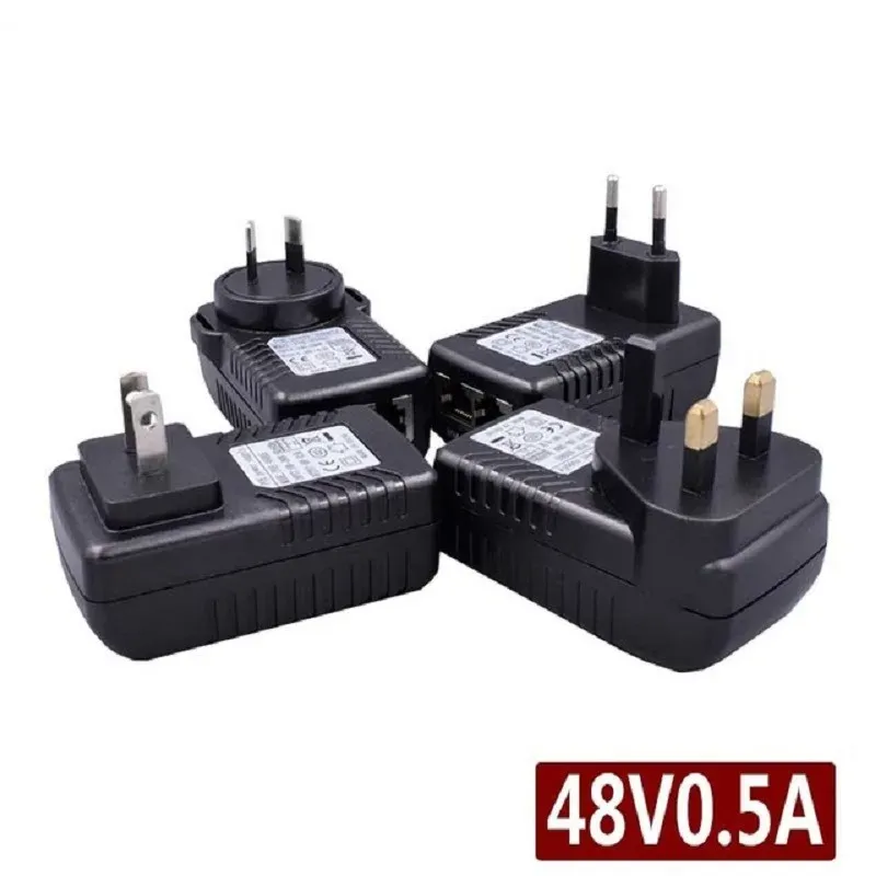 Plugue de parede poe de 48v, 0,5a, 24 watts, adaptador ethernet, cctv, câmera ip, fonte de alimentação de telefone, eua, ue, au, reino unido