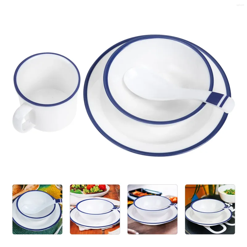 Dinnerware Sets Melamine Chinese Tableware Plates Bowls Cups Kit Cutlery Kitchen Supplies Style