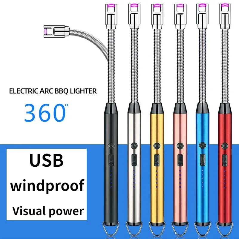 Produkte Elektrisches, wiederaufladbares, langes Küchenfeuerzeug für Herd, winddicht, LED-Plasmabogen, flammenlose Kerze, ungewöhnliche Feuerzeuge für den Außenbereich