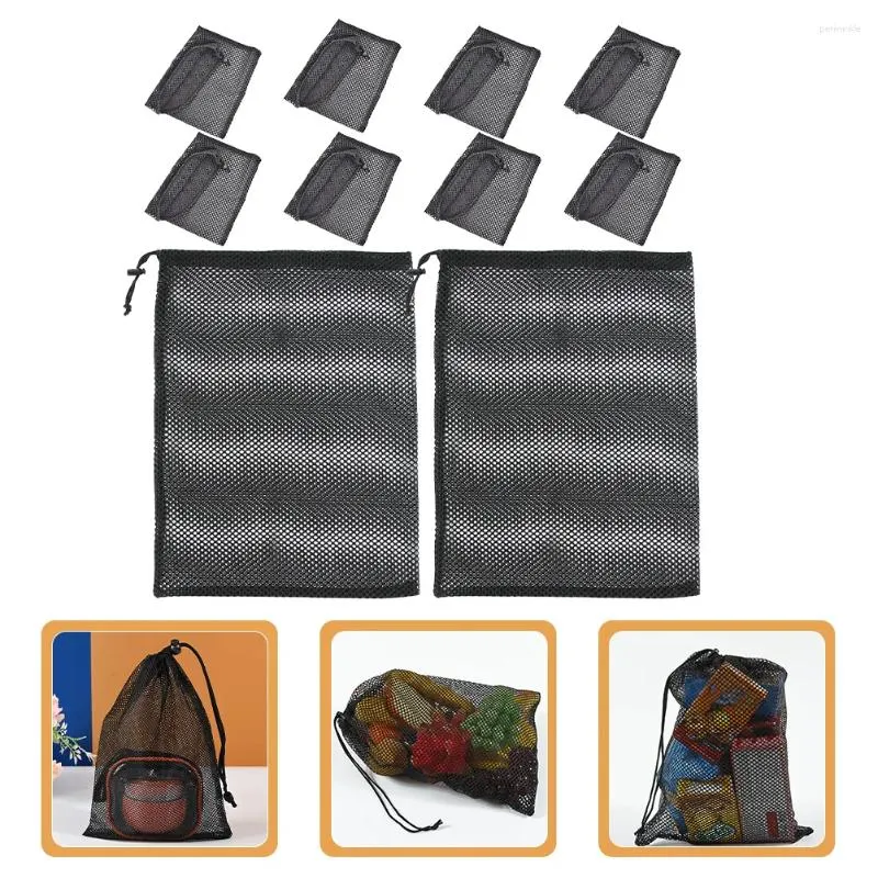 Laundry Bags 10 Pcs Mesh Drawstring Storage Clothes Beam Port For Vegetable Polyester Small