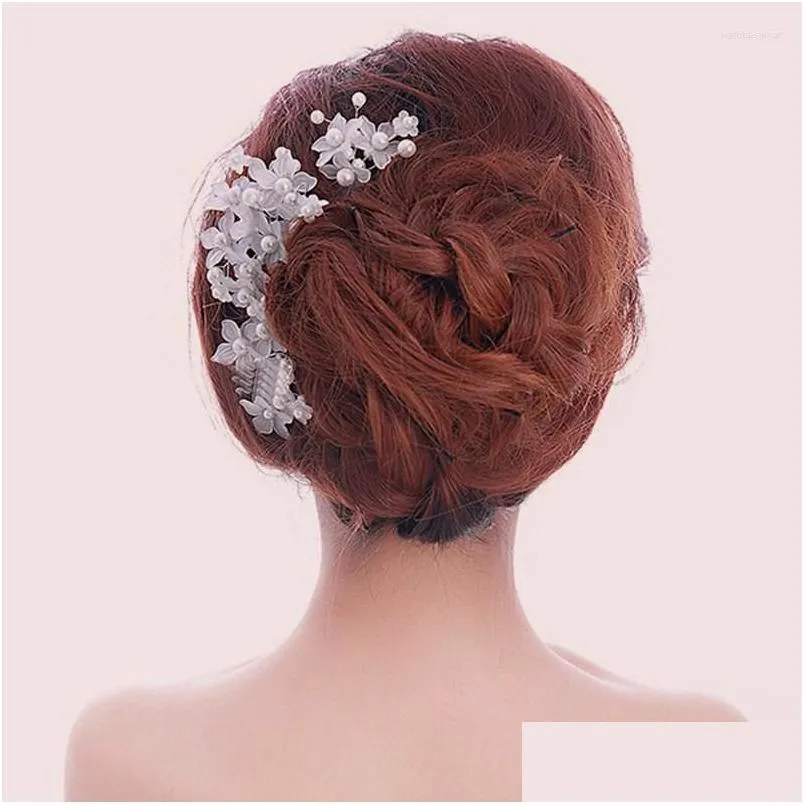 Klipsy do włosów Barrettes Bridal Pearl Hair Akcesoria w stylu koreański ręcznie robiona koronkowa sukienka upuść biżuteria do włosów Ottnp