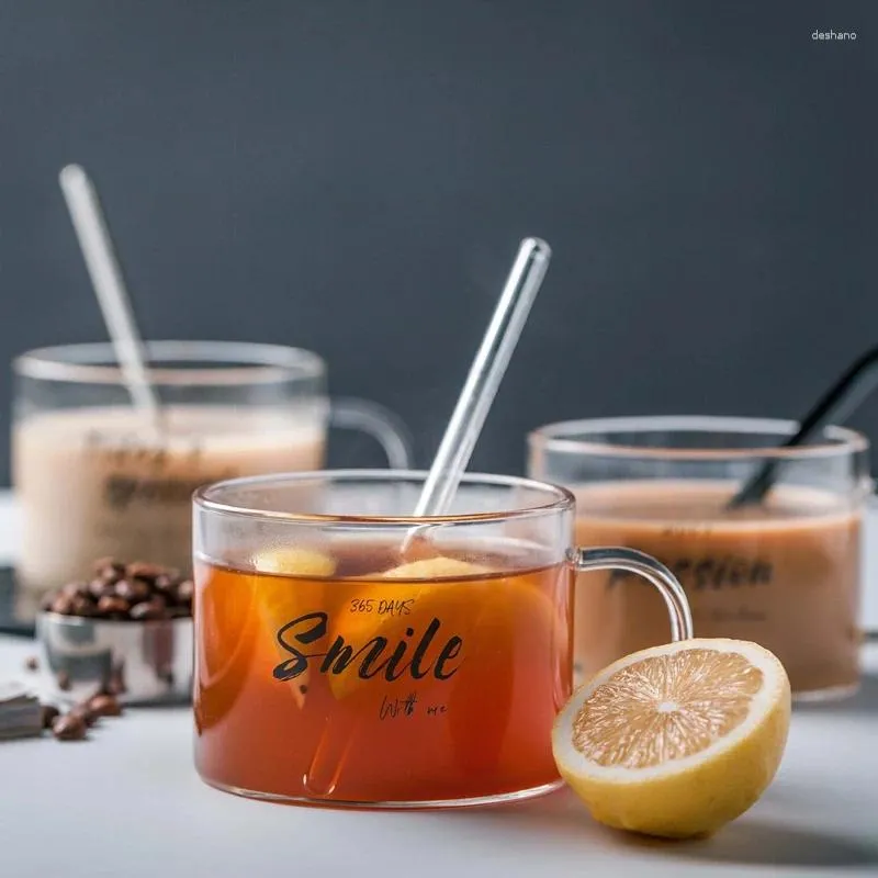 Tasses lettre créative tasse en verre grande avec poignée tasse tasse de bureau de bureau de jeu de farine d'avoine