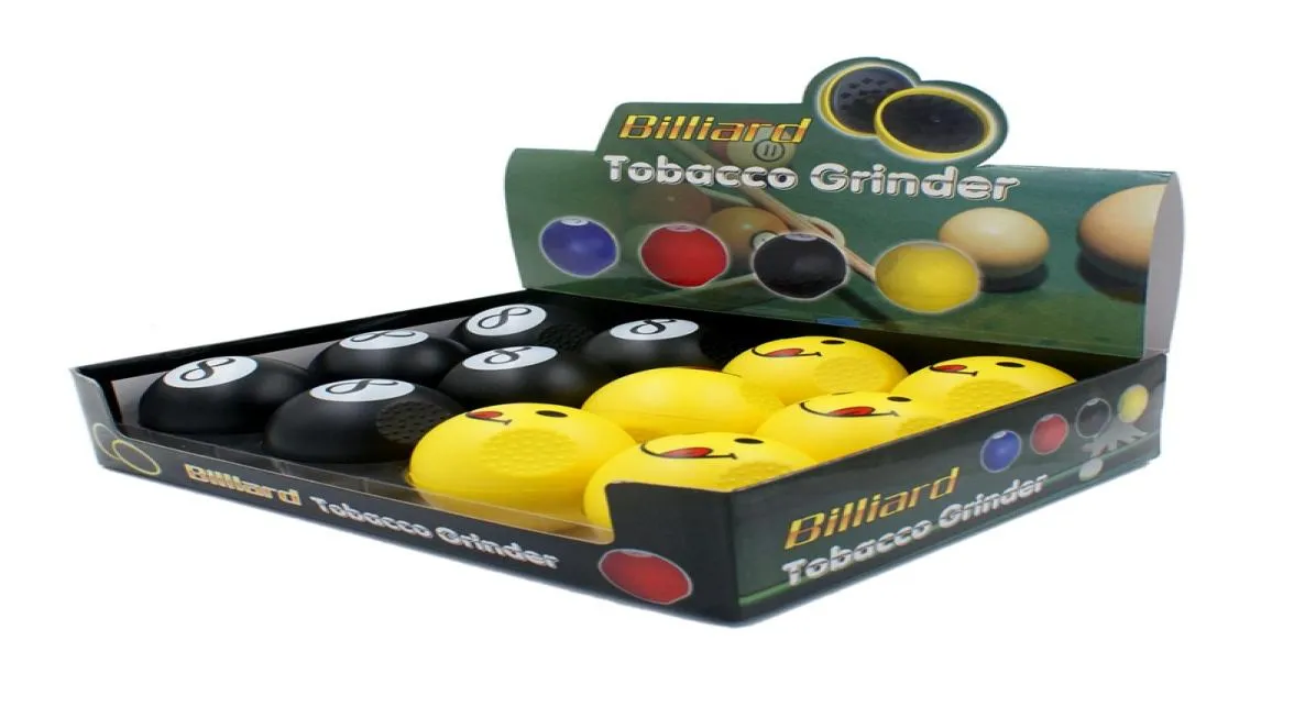 New Herb Grinder Giallo Nero 8 Table Ball Smerigliatrici in plastica Diametro 60mm 2 pezzi Frantoio per tabacco Dab Rig per fumare2229864