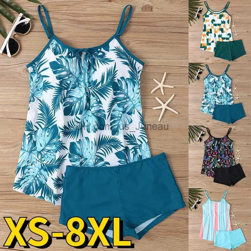 Mulheres Swimwear Verão Maiô Retro Beach Wear Bikini Mulheres Novo Design Impressão Tankini Maiô Biquíni Conjunto Solto Tamanho Swimwear Monokini T240329