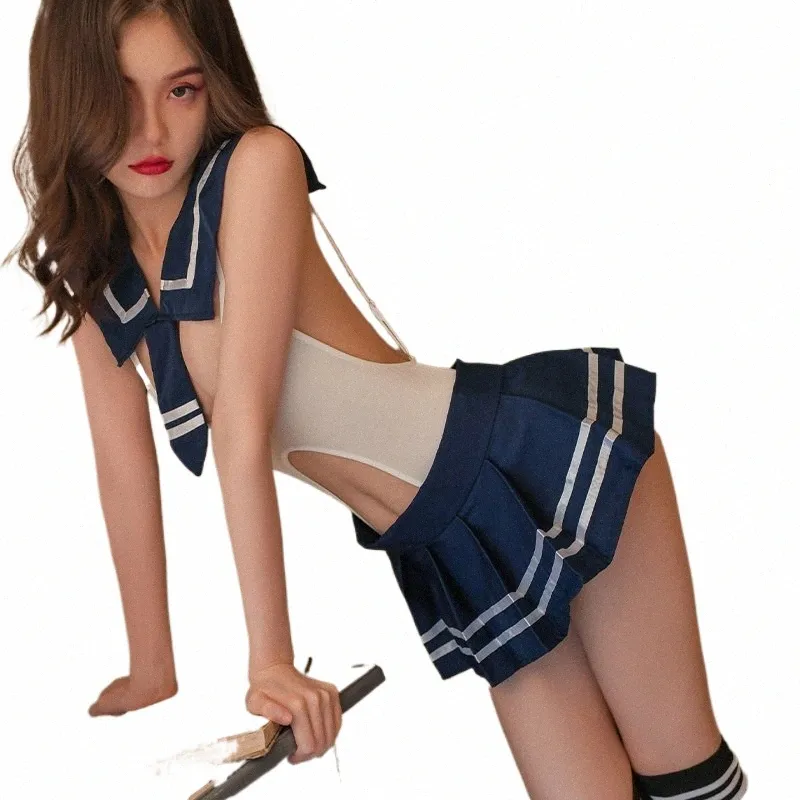 sexy School Girl Costumes Cosplay Babydoll Dr Sex Lingerie Suspender Backl Student Uniform Role Play Exotic Costumes s5wk#