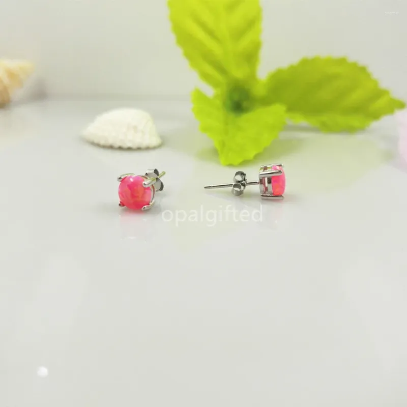 Boucles d'oreilles à tige 1 paire d'opale de feu pour femmes dames rose blanc bleu rouge violet rond argent sterling 925