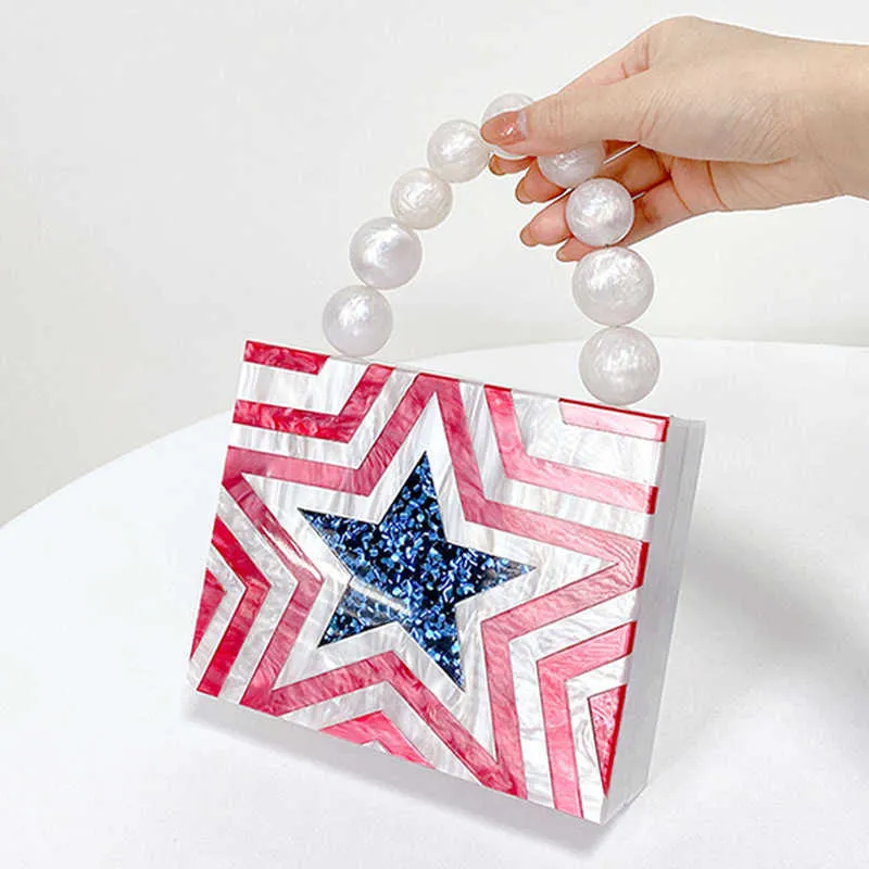 Mode acrylique sac étoile sac perlé Premium sentiment imprimé sac à main femmes sac de soirée 040124