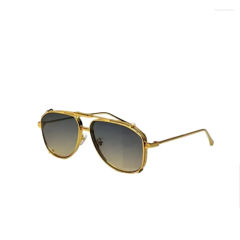 Solglasögon 0352S Pure Titanium Double Bridge Women Luxury Gold UV400 Solar Glasses Men Oval CT Eyewear