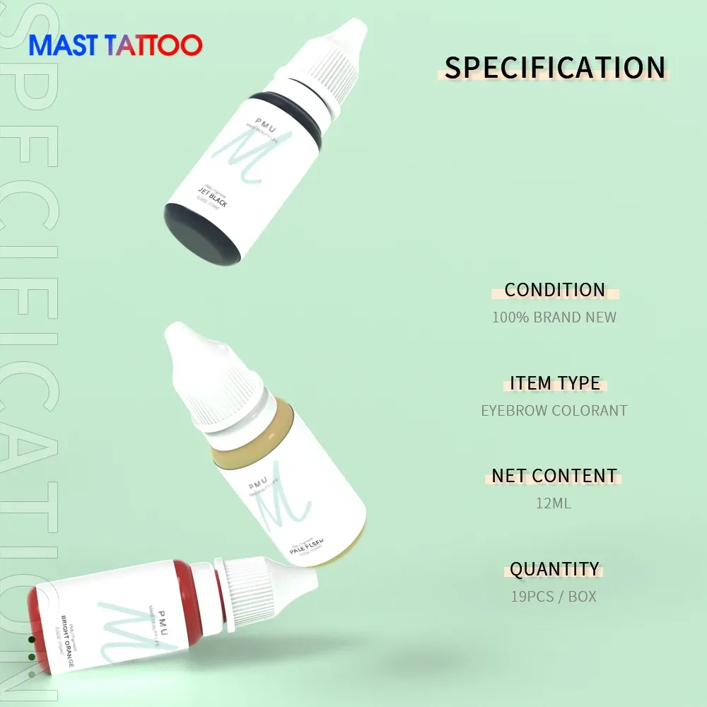 Inks Mast Tattoo 0.5oz/15ml Plant PMU Ink for Eyebrow Eyeliner Microblading Pigment Ink for Permanent Makeup Tattoo Supply