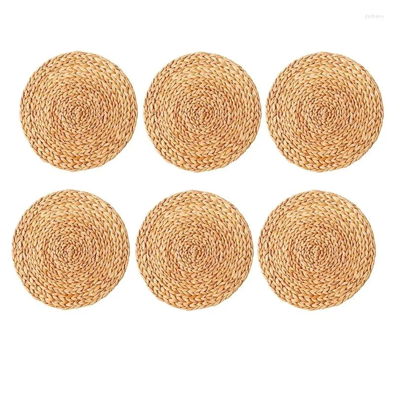 Table Mats Natural Water Hyacinth Placemats Wicker Braided Straw Rattan 6Pack
