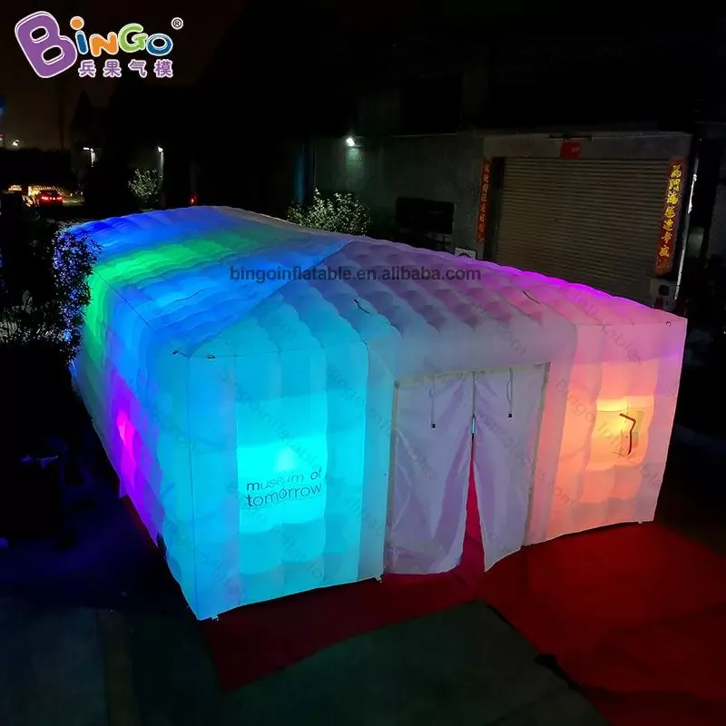 Factory direct giant square trade show tent inflatable lights marquee white tent for party event decoration toys sports