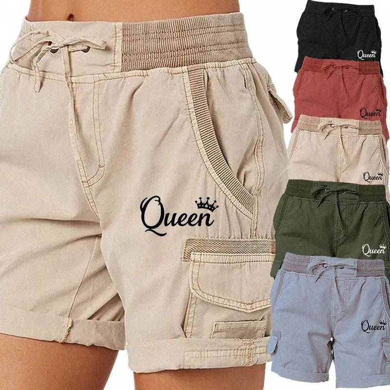 FI Królowa drukowana damskie szorty golfowe stretch golf szorty robocze szorty na zewnątrz lato z kieszeniami U60B#
