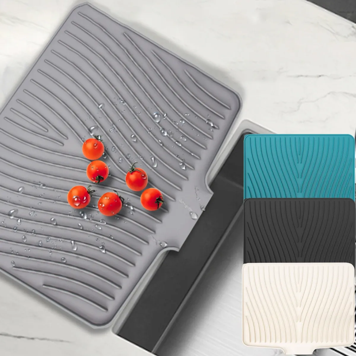 Supports de cuisine, tapis de séchage de vaisselle, comptoir de cuisine, manique alimentaire en Silicone, tapis de Drainage, empêche l'eau de garder le tapis de vidange sec, fournitures de cuisine