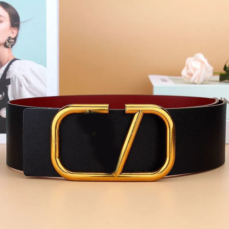 belt designer Belts solid color luxury v belts cowhide western style retro two sided cintura waistline adjustable leisure thick black womens belt business