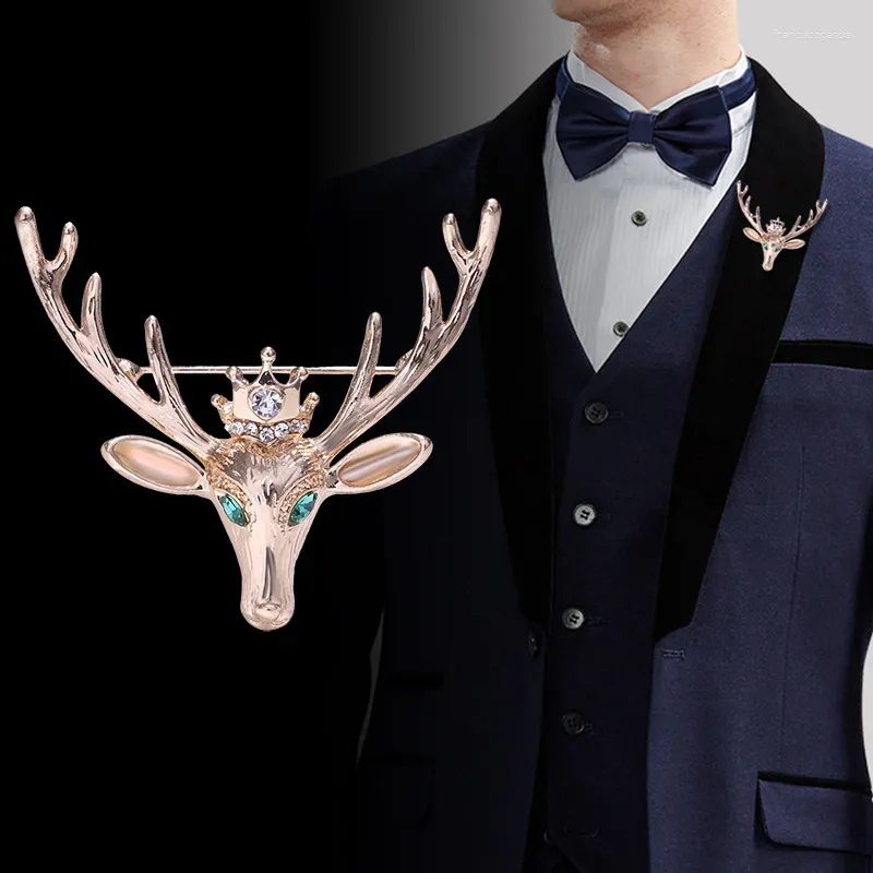 Brosches Fashion Classic Man's Crown Sika Deer Women's Literary Style Nordic Fairy Tale Elk Brosch Birthday Present