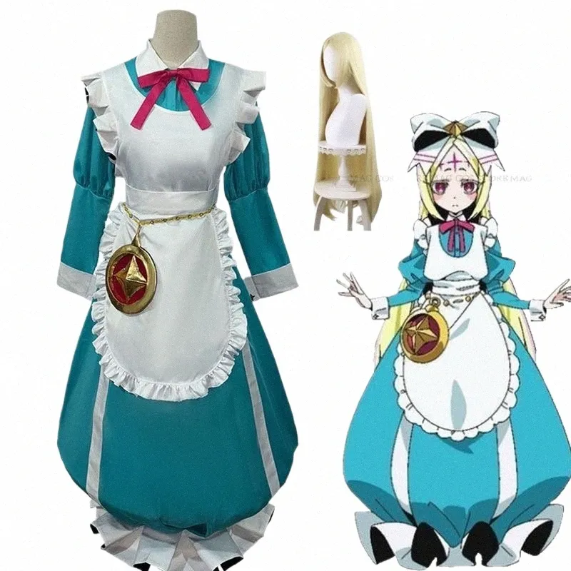 anime gushing över magiska flickor cosplay morino ku cosplay costume morino ku wig blue maid dr kvinnor haln kostym f3v6#