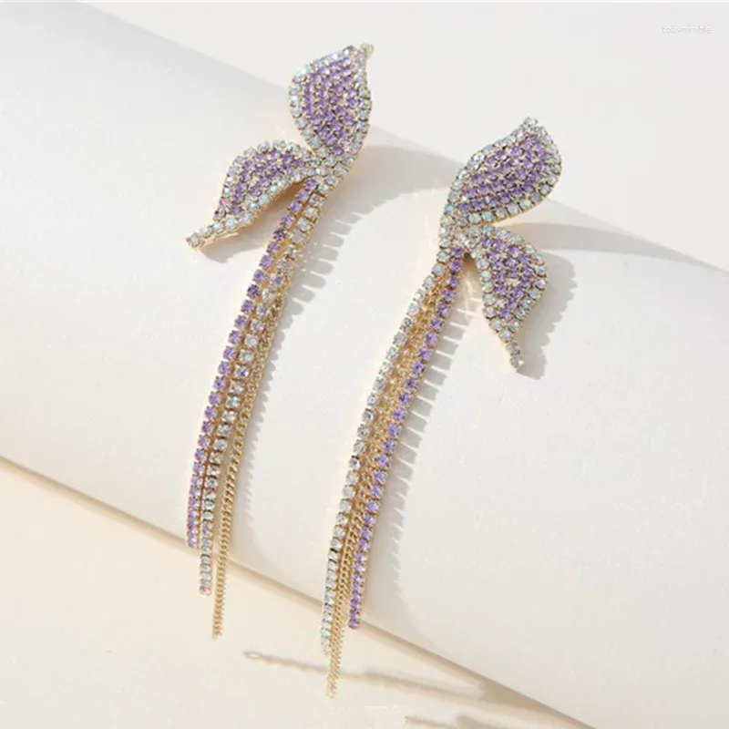 Kolczyki Dangle Fashion Korean Butterfly for Women Lśniące cyrkon długi frędzle przyjęcie weselne