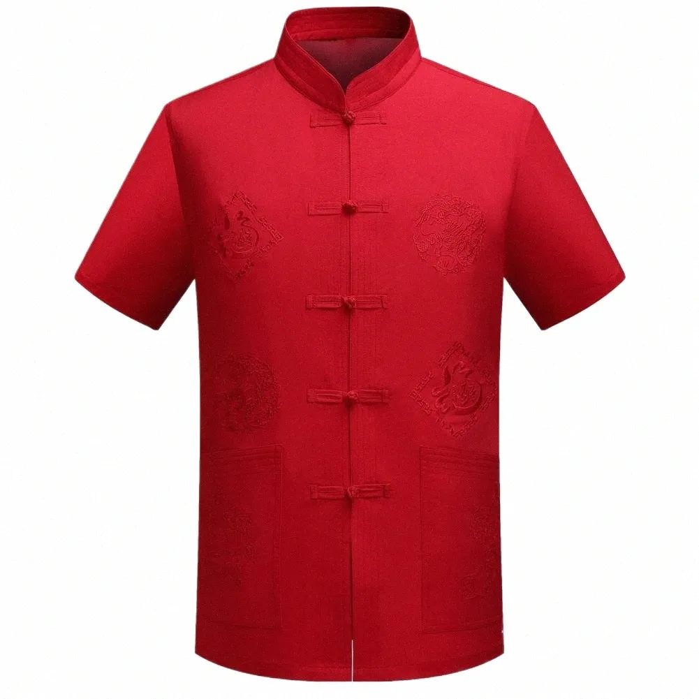 男性のための伝統的な中国の服新しい年スタイルシャツ衣類